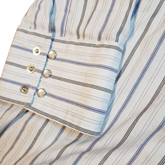 Ely Cattleman Light Blue Stripe Western Rodeo Pearl Snap Shirt 2XL Tall - Picture 2 of 4